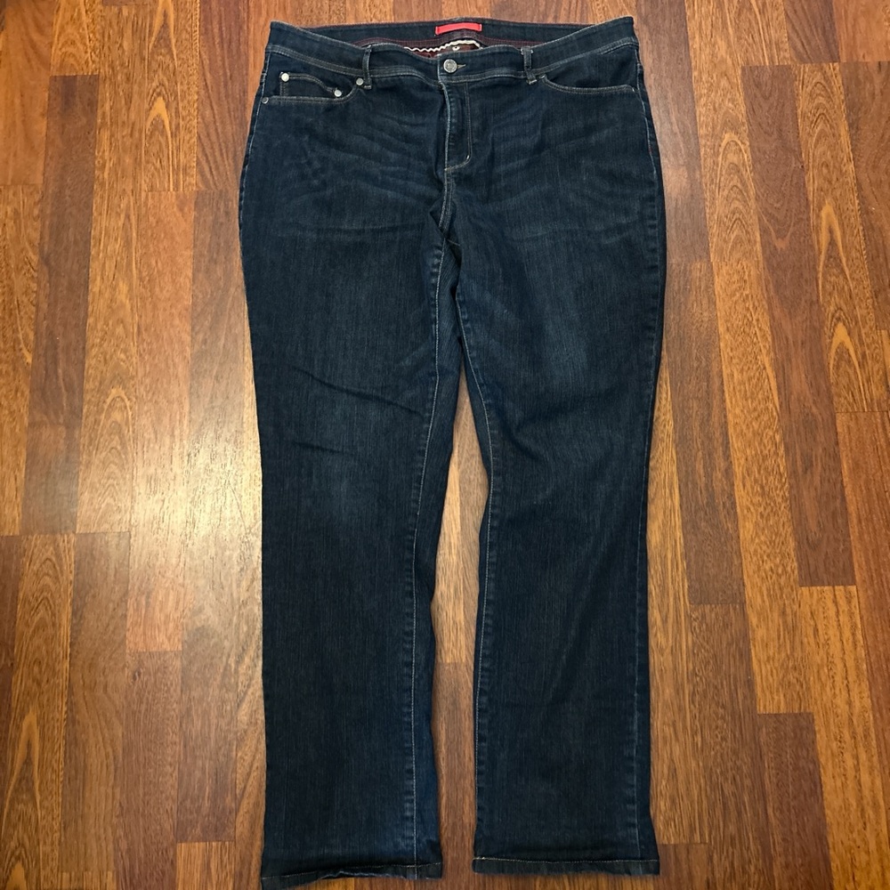 LL Bean Flannel Lined Dark Denim Jeans Women’s Size 18 Regular Item ID 500694